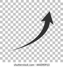 Growing arrow sign. Dark gray icon on transparent background.