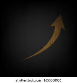 Growing arrow sign. Icon as grid of small orange light bulb in darkness. Illustration.