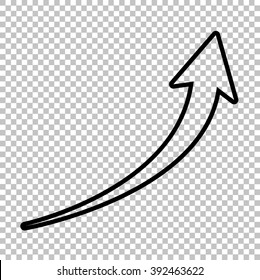 Growing arrow sign. Line  icon on transparent background
