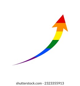 Growing arrow sign. Rainbow gay LGBT rights colored Icon at white Background. Illustration.