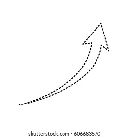 Growing arrow sign. Vector. Black dashed icon on white background. Isolated.