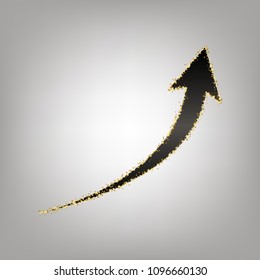 Growing arrow sign. Vector. Blackish icon with golden stars at grayish background.
