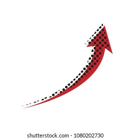 Growing arrow sign. Vector. Brown icon with shifted black circle pattern as duplicate at white background. Isolated.