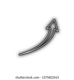 Growing arrow sign. Vector. Double contour black icon with soft shadow at white background. Isolated.