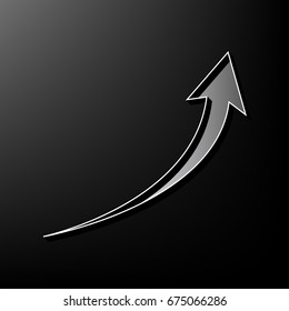 Growing arrow sign. Vector. Gray 3d printed icon on black background.