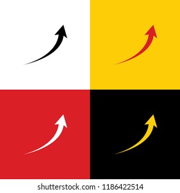 Growing arrow sign. Vector. Icons of german flag on corresponding colors as background.