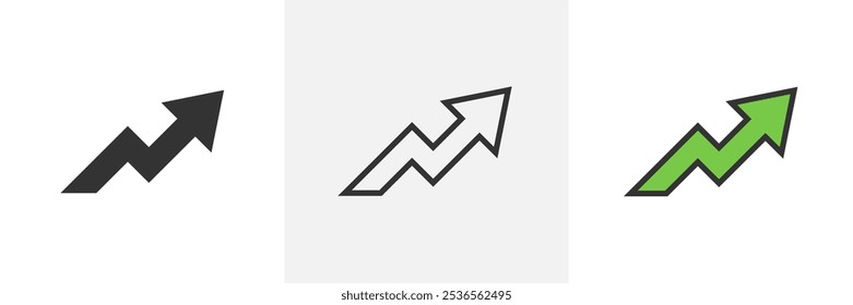 Wachsender Pfeil. Wachstumsdiagramm-Zeichen. Flexible Pfeilindikationsstatistik Infografik zum Handel. Gewinnpfeil - Vektorgrafik