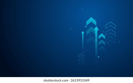 Growing up arrows blue in business trend, differents arrows on gradient blue background, A business arrows up to sucess in technology vector stlyes