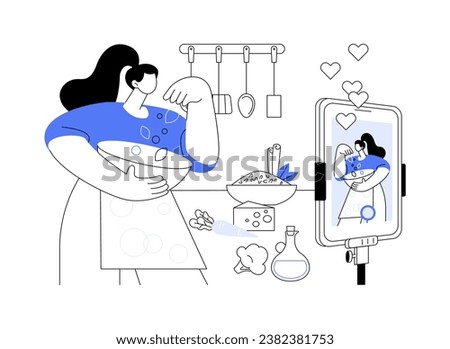 Growing audience isolated cartoon vector illustrations. Food blogger girl shooting video for her channel, creative hobby, hand made masterclass, recipe tutorial, content planning vector cartoon.