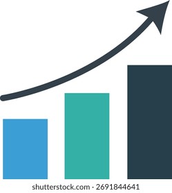 Growing Bar Chart with Arrow Symbolizing Business Growth and Success