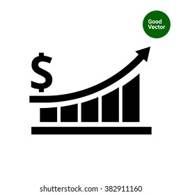 Growing bar chart with dollar sign