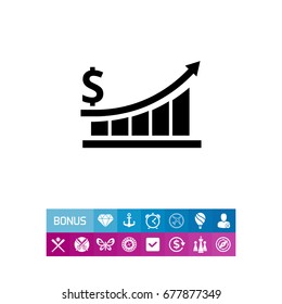 Growing bar chart with dollar sign