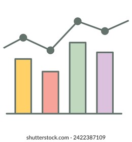 Growing bar chart flat icon. Vector colorful illustration on a white background.