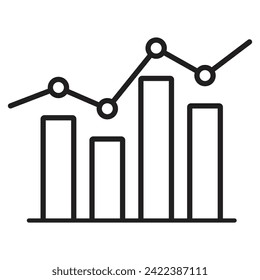 Growing bar chart flat icon. outline illustration on a white background.