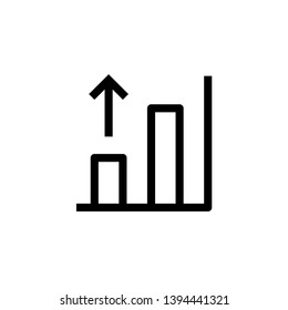 growing bar chart icon design with rising up arrow symbol. simple clean line art professional business management concept vector illustration design.