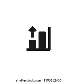 growing bar chart icon design with rising up arrow symbol. simple clean professional business management concept vector illustration design.