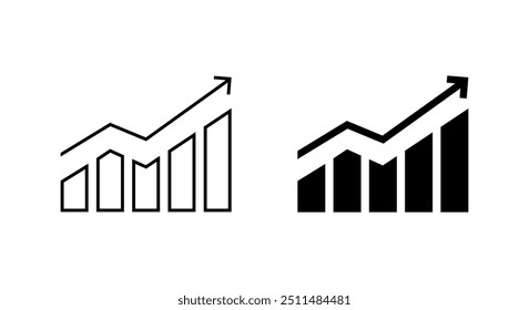 Growing bar chart icon in generic style. Growth graph arrow concept