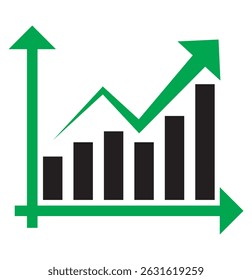 Growing bar chart icon vector. Profit growth sign symbol. Growing graph set. Growth success arrow icon. Growing graph icon set. Growth chart icon. Growing bar graph. Vector illustration.