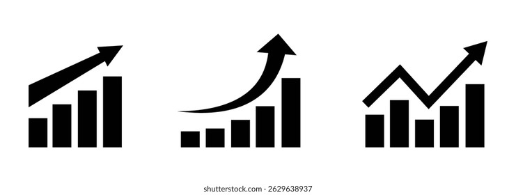 Growing bar chart  vector icon. increase chart icon set.
