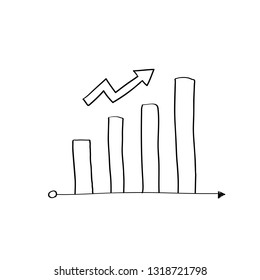 Growing bar graph with an arrow vector