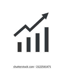 Growing bar graph. Chart icon, Economic arrow go up