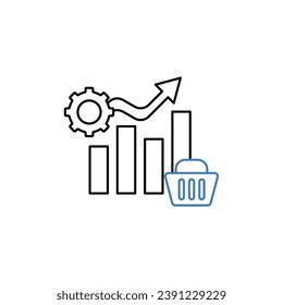 Icono de línea de concepto de gráfico de barra de crecimiento. Ilustración de elemento simple. Diseño de símbolos de contorno del concepto del gráfico de barras de crecimiento.