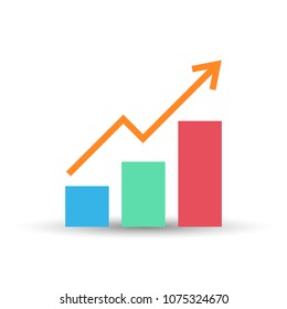 Growing bar graph flat icon