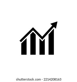 Icono plano del gráfico de barras de crecimiento aislado en un fondo blanco. Ilustración vectorial. Aumentar el vector gráfico.