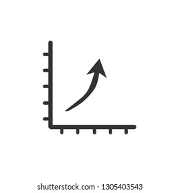 Growing bar graph icon in black on a white background. Vector illustration