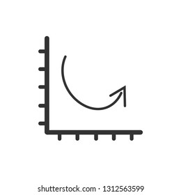Growing bar graph icon in black on a white background. Vector illustration