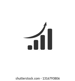 Growing bar graph icon in black on a white background. Vector illustration