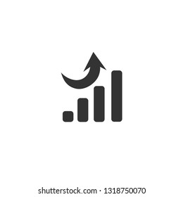 Growing bar graph icon in black on a white background. Vector illustration