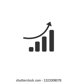 Growing bar graph icon in black on a white background. Vector illustration