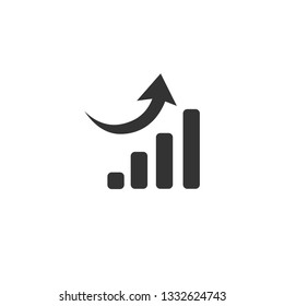 Growing bar graph icon in black on a white background. Vector illustration