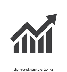 Growing bar graph icon in black on a white background. Vector illustration