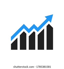 Icono de gráfico de barra de crecimiento en negro sobre fondo blanco. Ilustración del vector