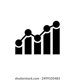 Growing bar graph icon in black on a white background. Vector illustration