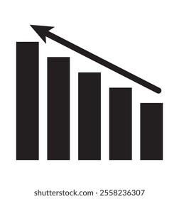Growing bar graph icon in black on a white background. Vector illustration