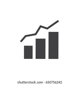 Growing bar graph icon in black on a white background. Vector illustration