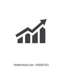 Growing bar graph icon in black on a white background. Vector illustration