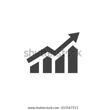 Growing bar graph icon in black on a white background. Vector illustration