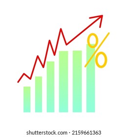 Growing bar graph icon in color on a white background. Vector illustration