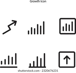 Icono de Gráfica de barra creciente. Imagen de icono de Growing Bar Graph. Símbolo del icono Crecimiento del gráfico. Vector de crecimiento gráfico. Pasos de icono de crecimiento. Crecimiento. 