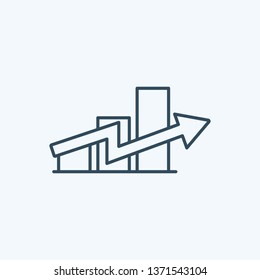 Growing bar graph icon. Increase icon.