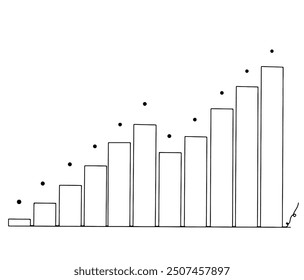 Growing bar graph icon isolated on transparent background. vector illustration
