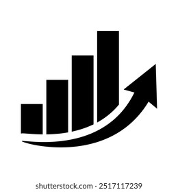 Ícone de gráfico de barras crescente. Ilustração do vetor do símbolo da seta ascendente.
