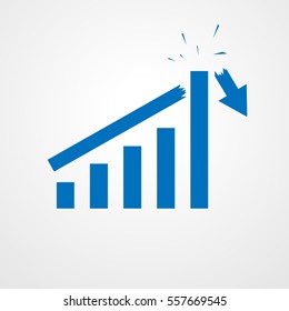Growing bar graph icon with rising arrow. Financial forecast graph. Blue graph icon. Vector illustration. svg