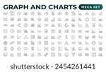 Growing bar graph icon set. Business graphs and charts icons. Statistics and analytics vector icon. Statistic and data, charts diagrams, money, down or up arrow.Outline icon collection.