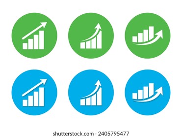 Icono de gráfico de barra de crecimiento con sombra. Símbolo de crecimiento de beneficio vector en diseño plano