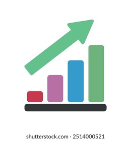 Ícone de gráfico de barras crescente ilustração de vetor.